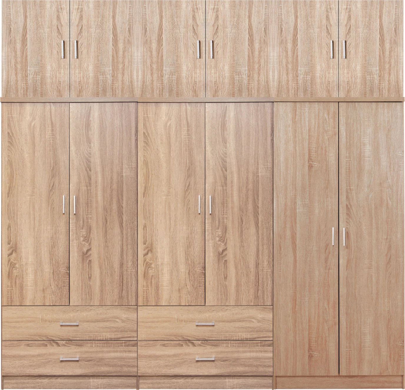 Dollap REINA FH21063.02 6-dyer-4 sirtarë-kabinet sipër-melaminë ngjyrë Sonama 240x43x241Hcm.