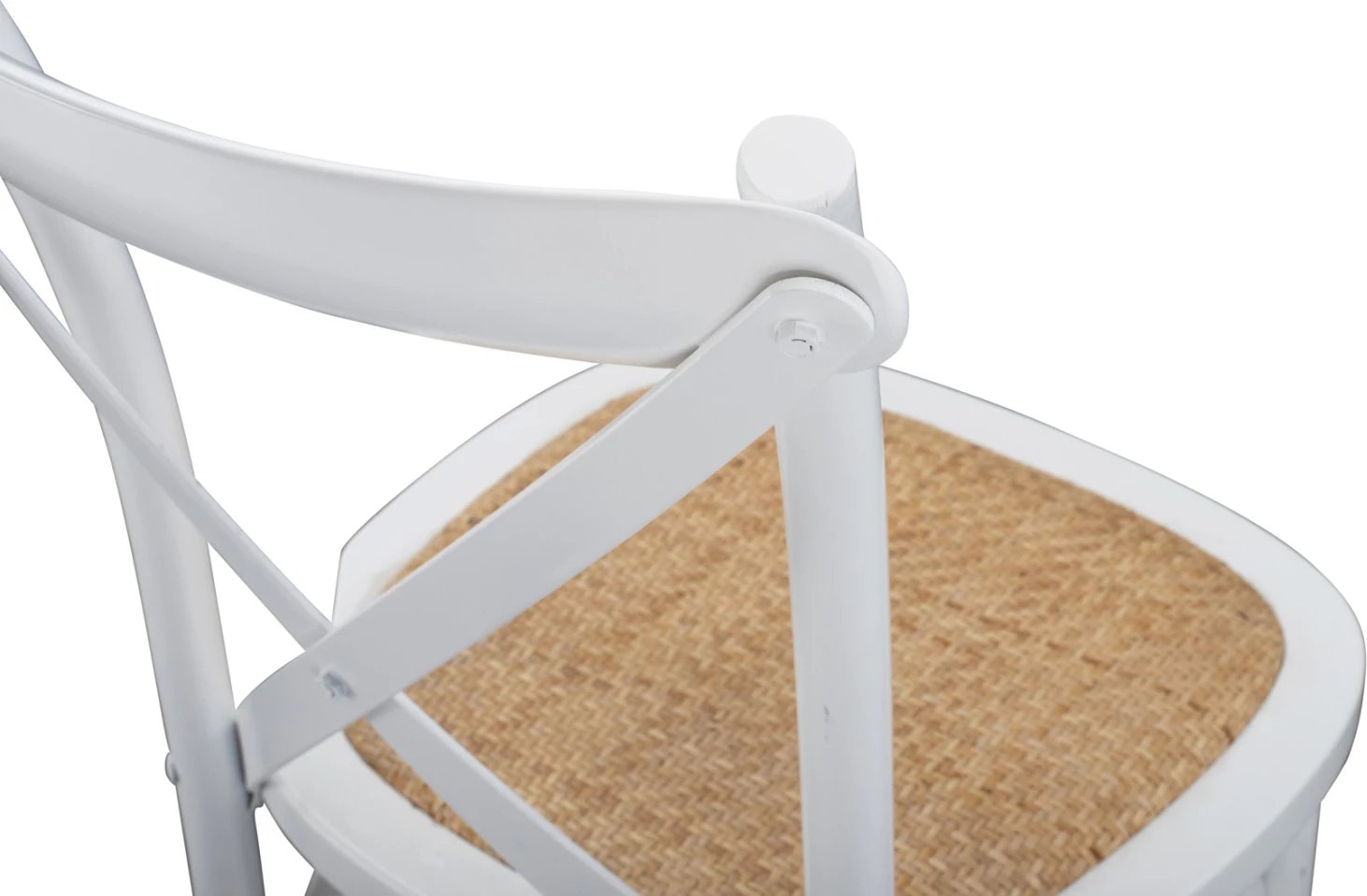 Karrige druri Owen e grumbullueshme nga druri i ahut, ngjyrë e bardhë, me shpinë të kryqëzuar, FH8575.14, 48x53x90 cm