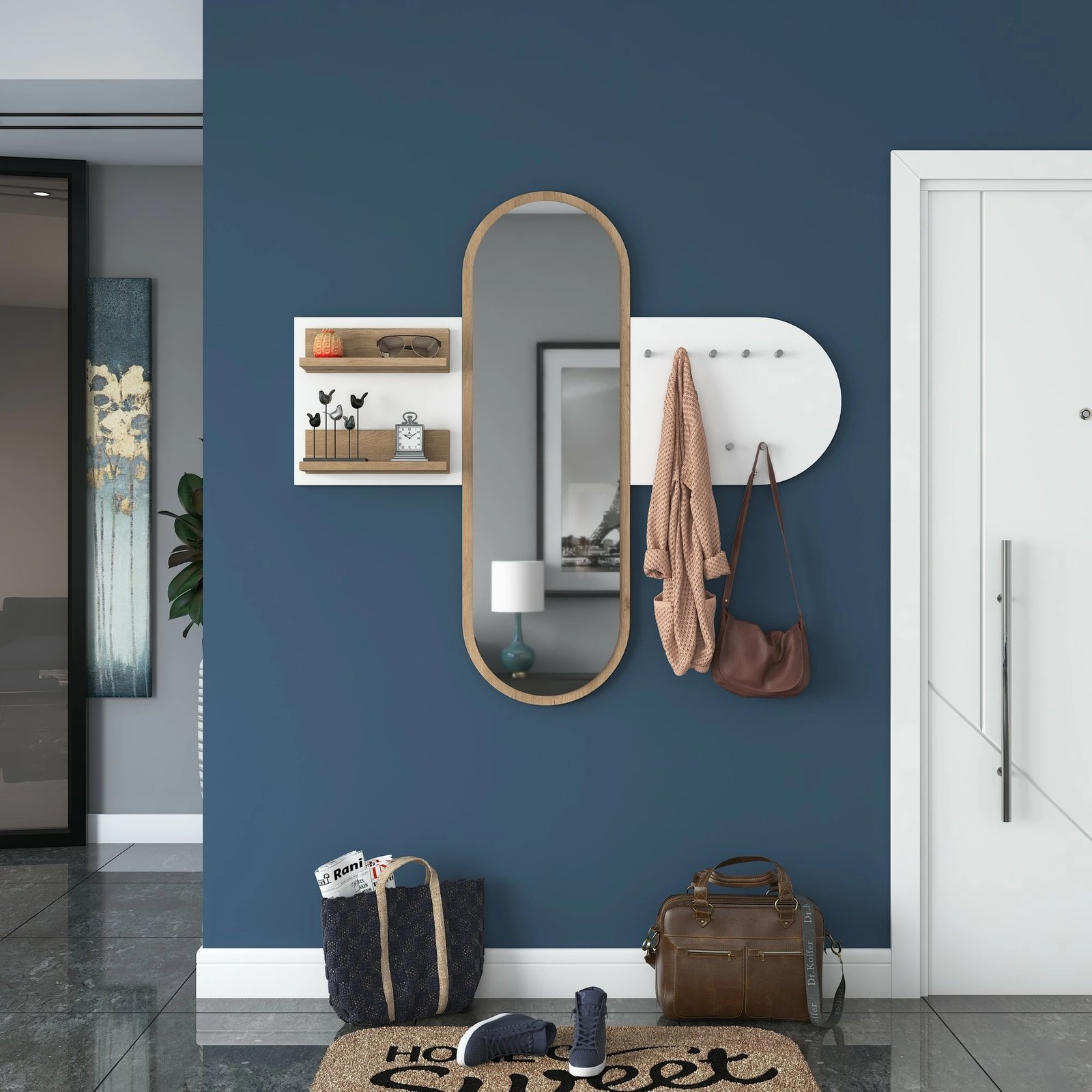 Stendë për korridor Hanah Home, P3 - 2445, e bardhë dhe arre