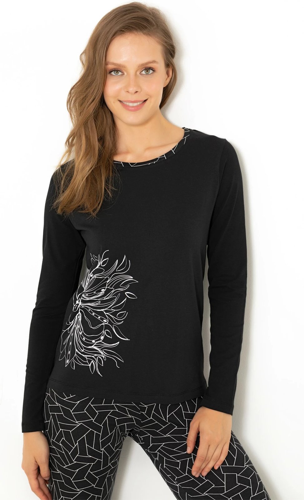 Set pizhamash për gra, ngjyrë e zezë, Jumeon, 002-000558