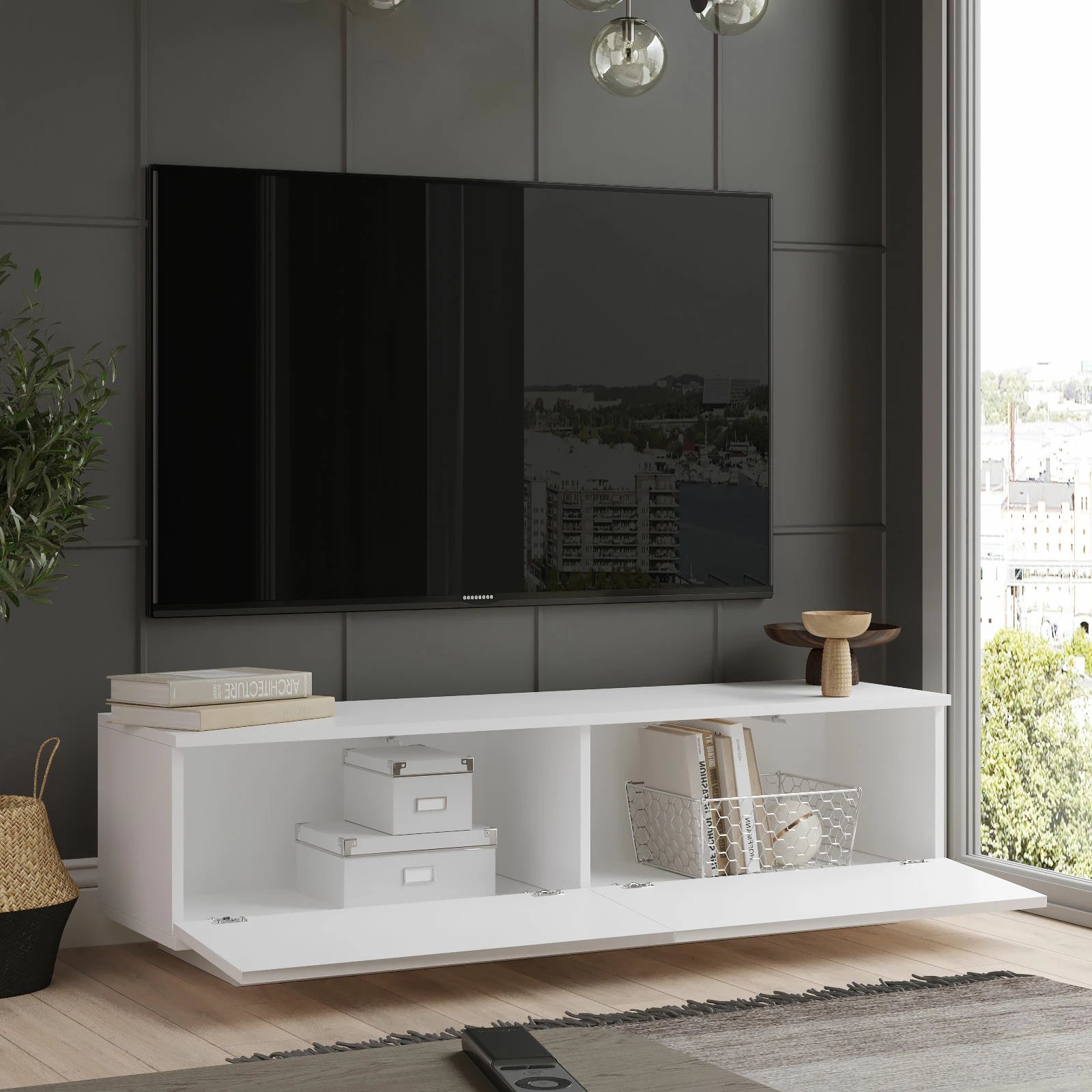 Komodë për TV Hanah Home, e bardhë, Fn1-W