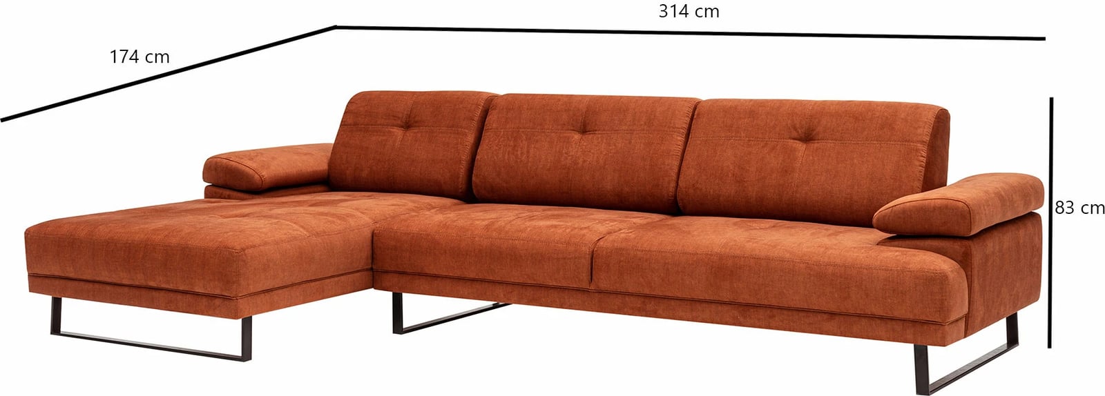 Këndare Atelier del Sofa Mustang, e madhe, kënd i majtë, portokalli