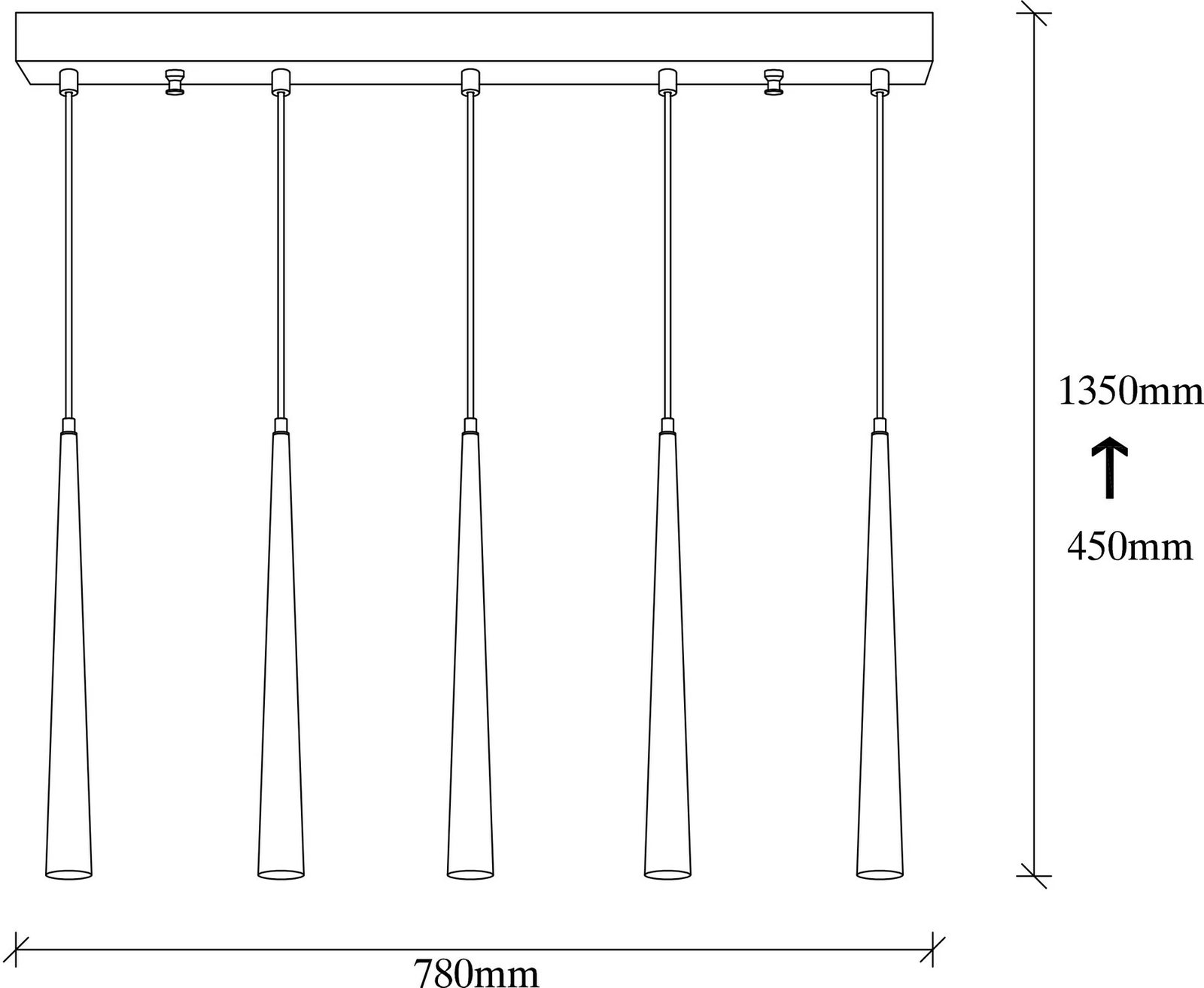 Llambë tavani Opviq, Uğur - 6075, metal i zi, lartësi e rregullueshme