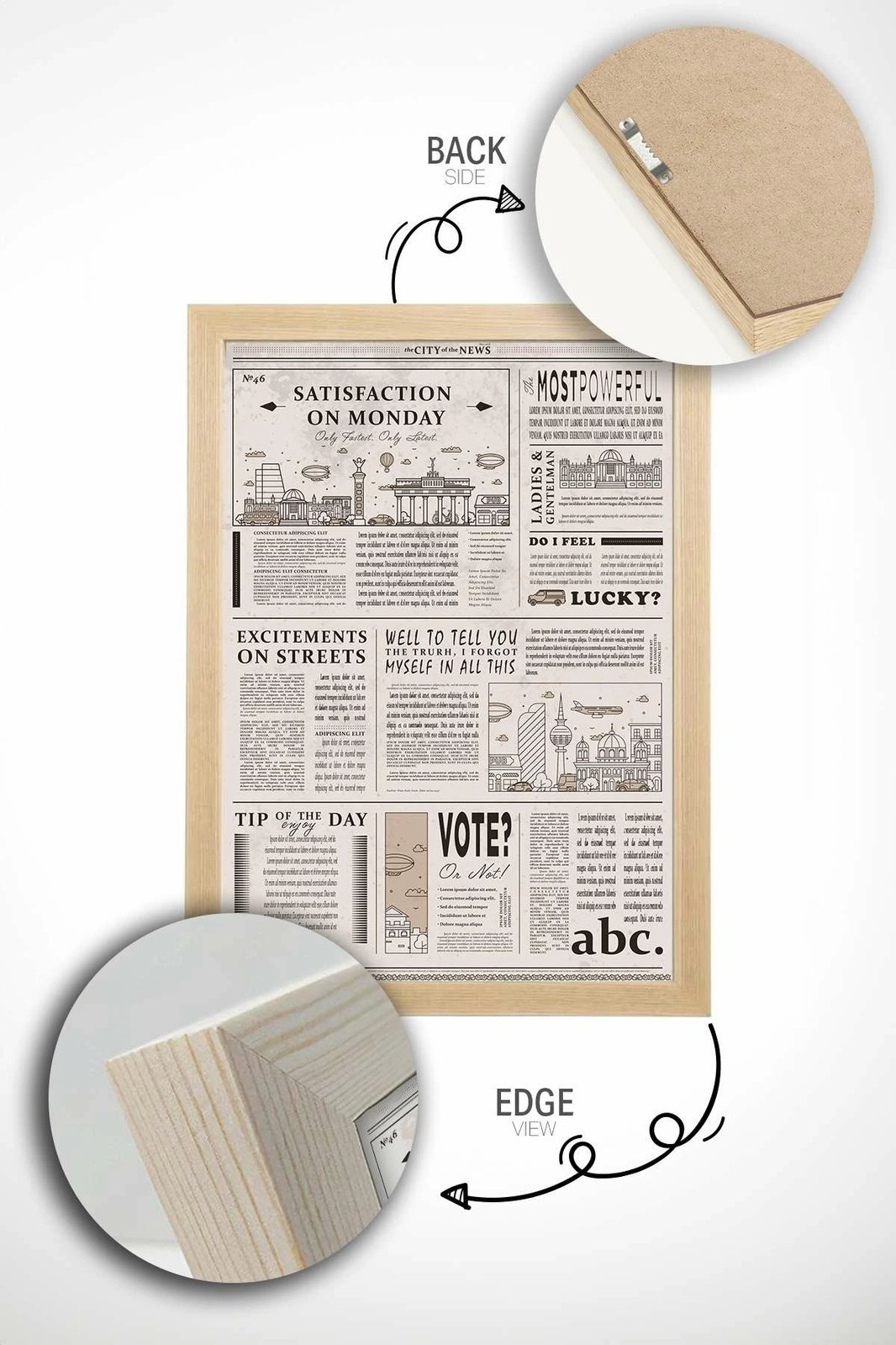 Pikturë dekorative me kornizë, shumëngjyrëshe, Wallity, NWSPPRMDL2, 33x48cm