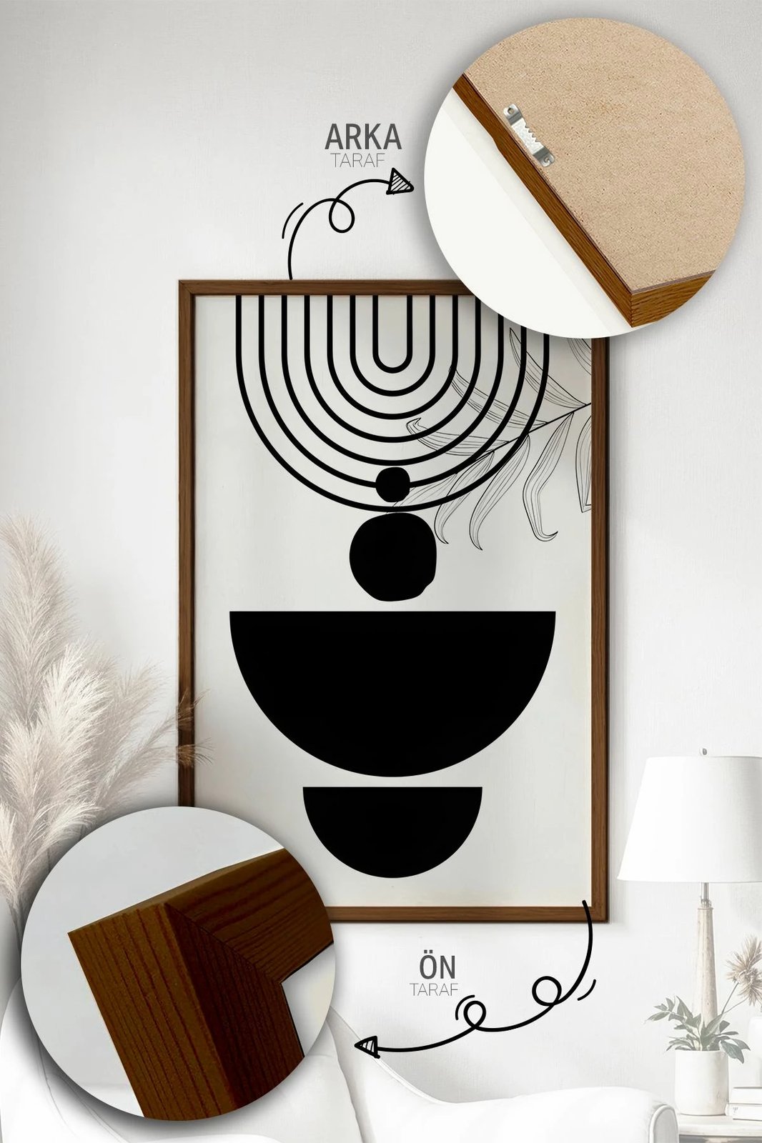 Set pikturash dekorative me kornizë, 3 copë, Wallity, Artvmodel15-Kahve