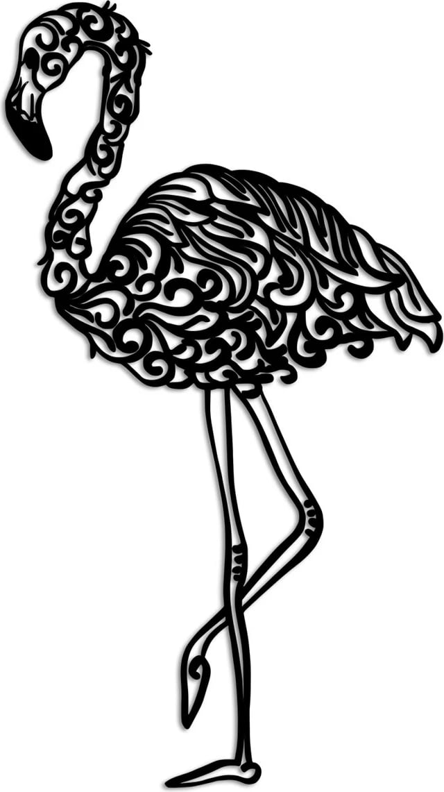 Aksesor dekorativ metalik për mur, flamingo, Wallity, 50x27cm, i zi
