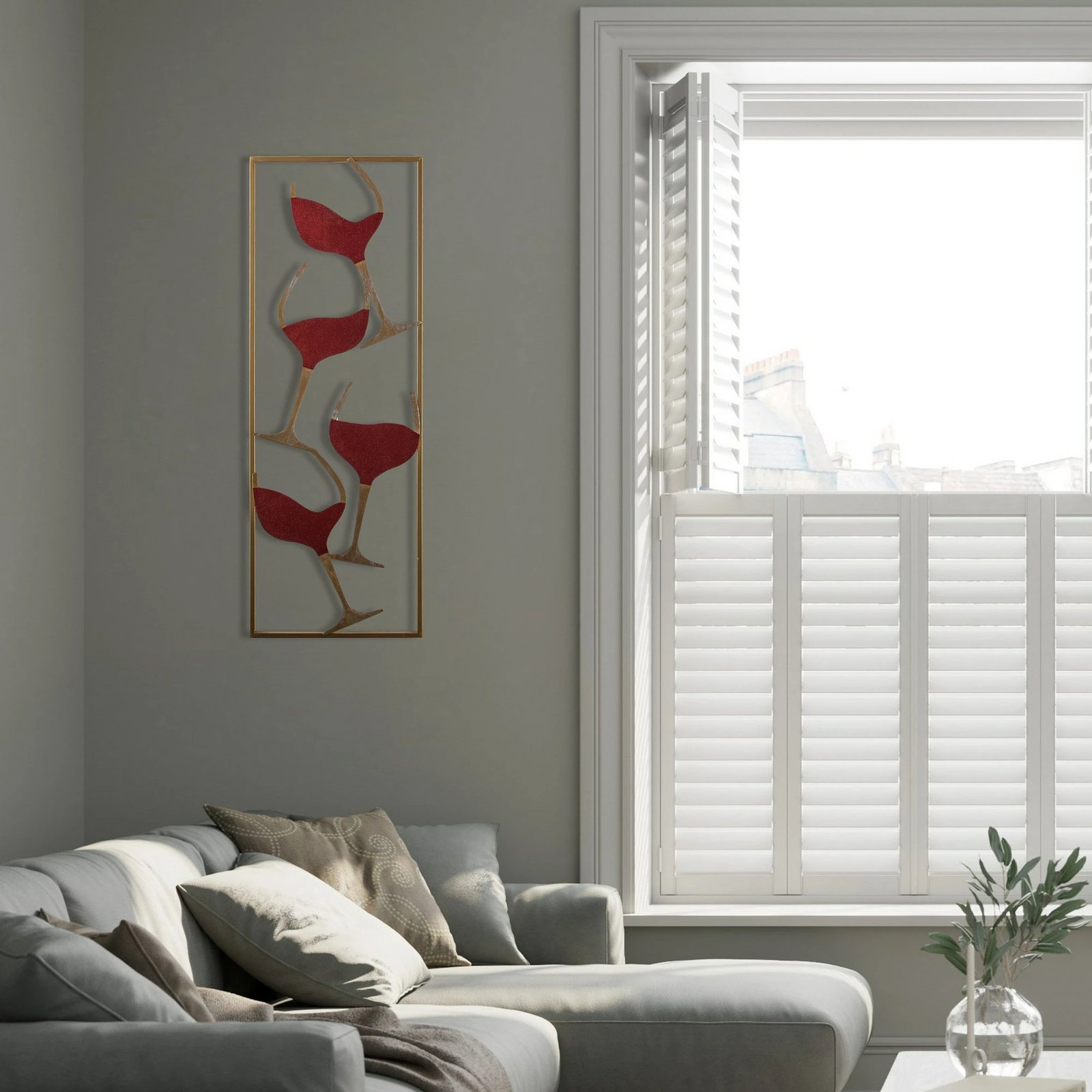 Aksesor dekorativ metalik për mur, Wallity, motiv vere, shumëngjyrësh, 32x5x90cm