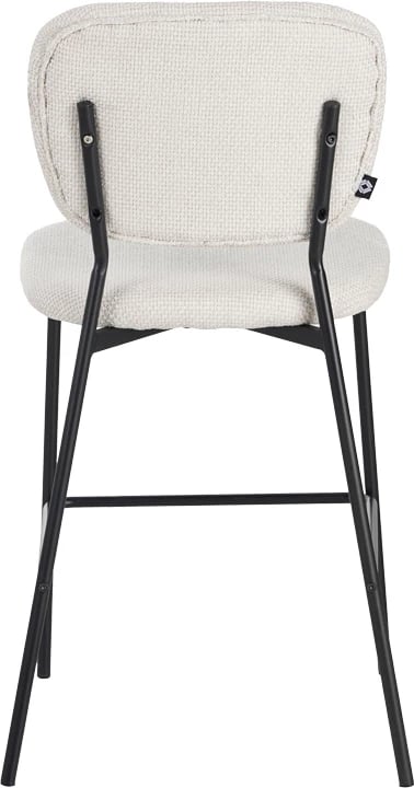 Karrige për bar Cathair, pëlhurë bouclé, ngjyrë bezhë, këmbë metalike të zeza, 48x54x100cm