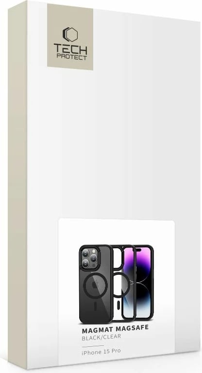 Mbështjellës Tech-Protect MagMat MagSafe për iPhone 15 Pro, Transparent/Black