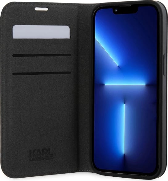 Mbështjellës Karl Lagerfeld Saffiano Monogram për iPhone 14 6.1", argjendtë