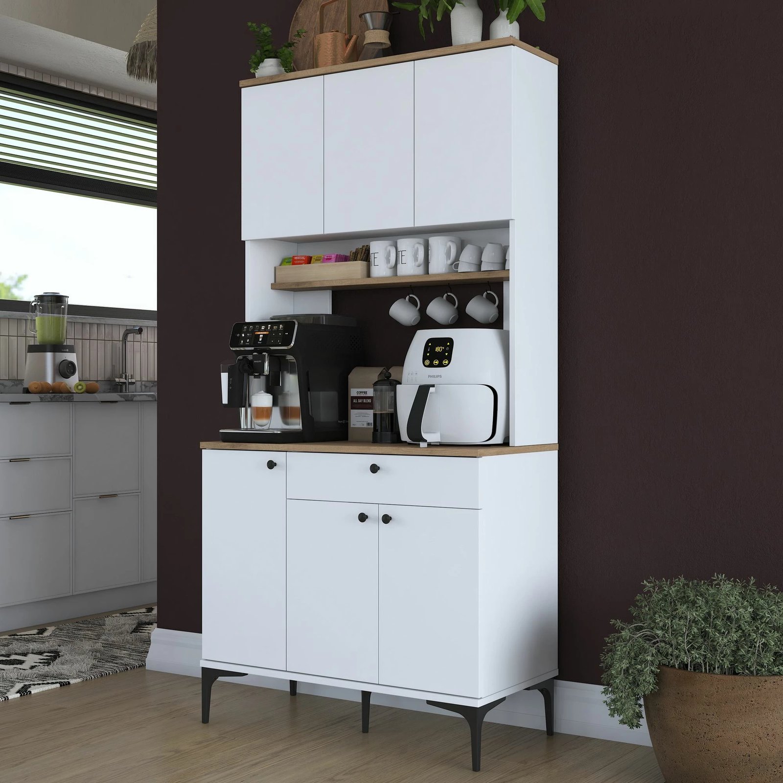 Dollap multifunksional Skye Decor, JE196 - 3805, ngjyrë arre dhe e bardhë