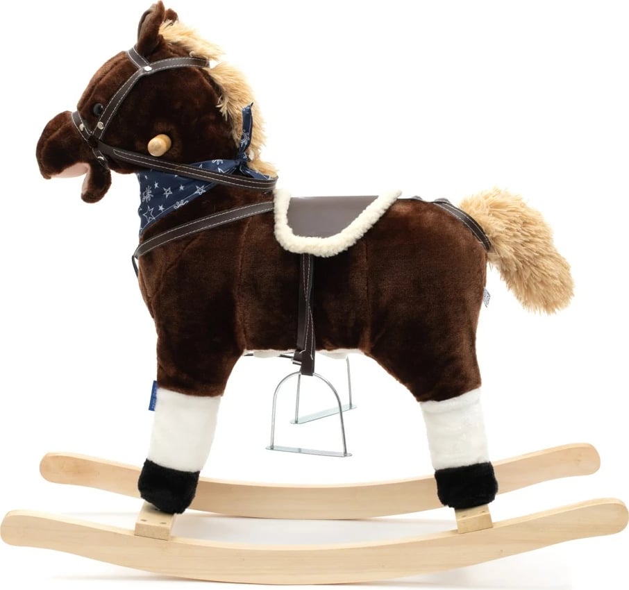 Kalë lëkundës, Baby Mix, Baron, interaktiv me melodi dhe lëvizje, shina druri, nga 18m+, kafe