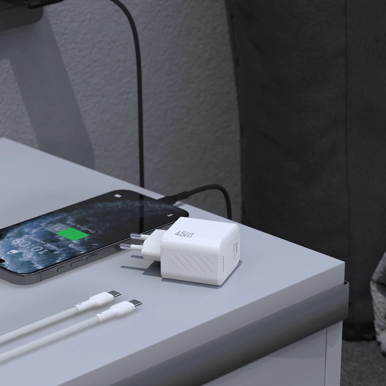 Karikues muri Dudao A28C, GaN, 45W, me kabllo USB-C, i zi