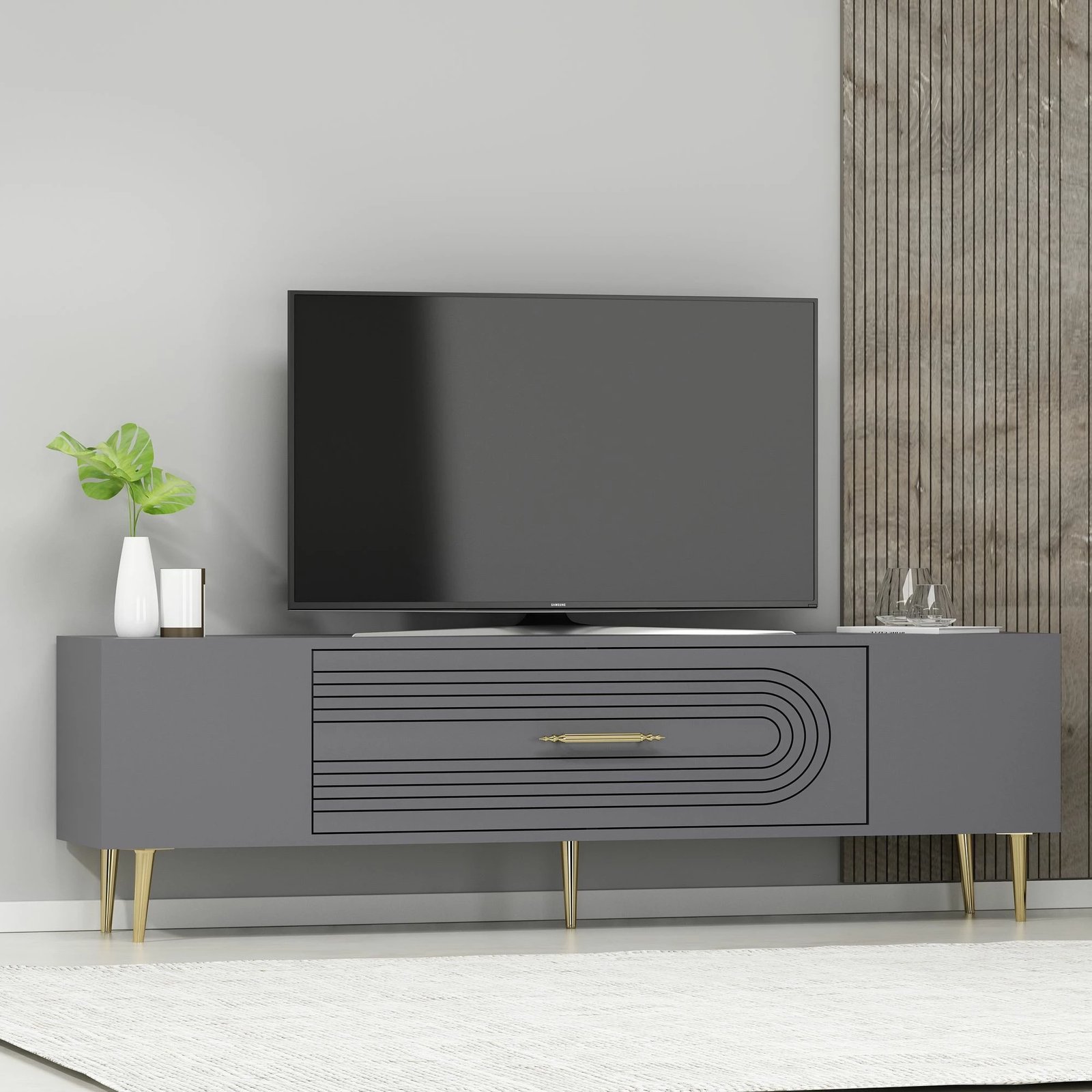Komodë TV Skye Decor, anthracite, gold, Dekol3