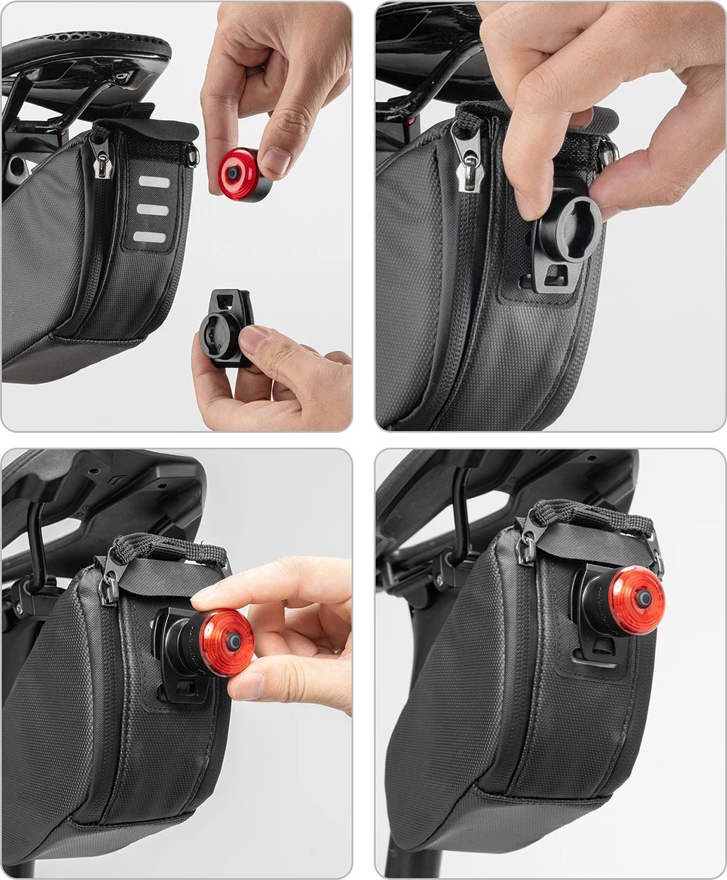 Drita të pasme biçiklete, Wozinsky, WIS-01, LED smart me sensor freni, 250 mAh, USB-C, rezistente ndaj ujit, e zezë, set 2 copë