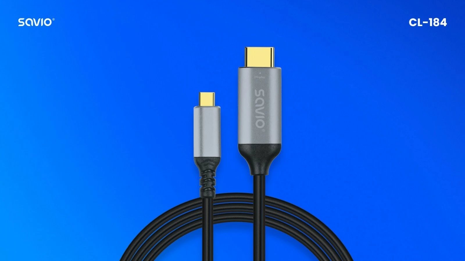 Kabllo USB-C në HDMI Savio CL-184, 3m, Gri