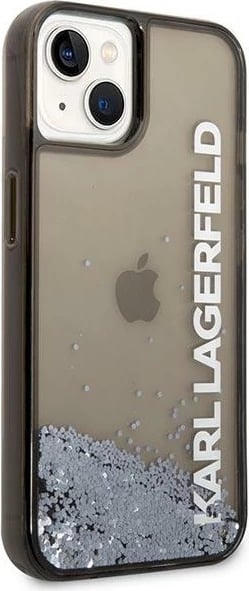Mbështjellës Karl Lagerfeld Liquid Glitter Elong për iPhone 14, 6.1", i zi