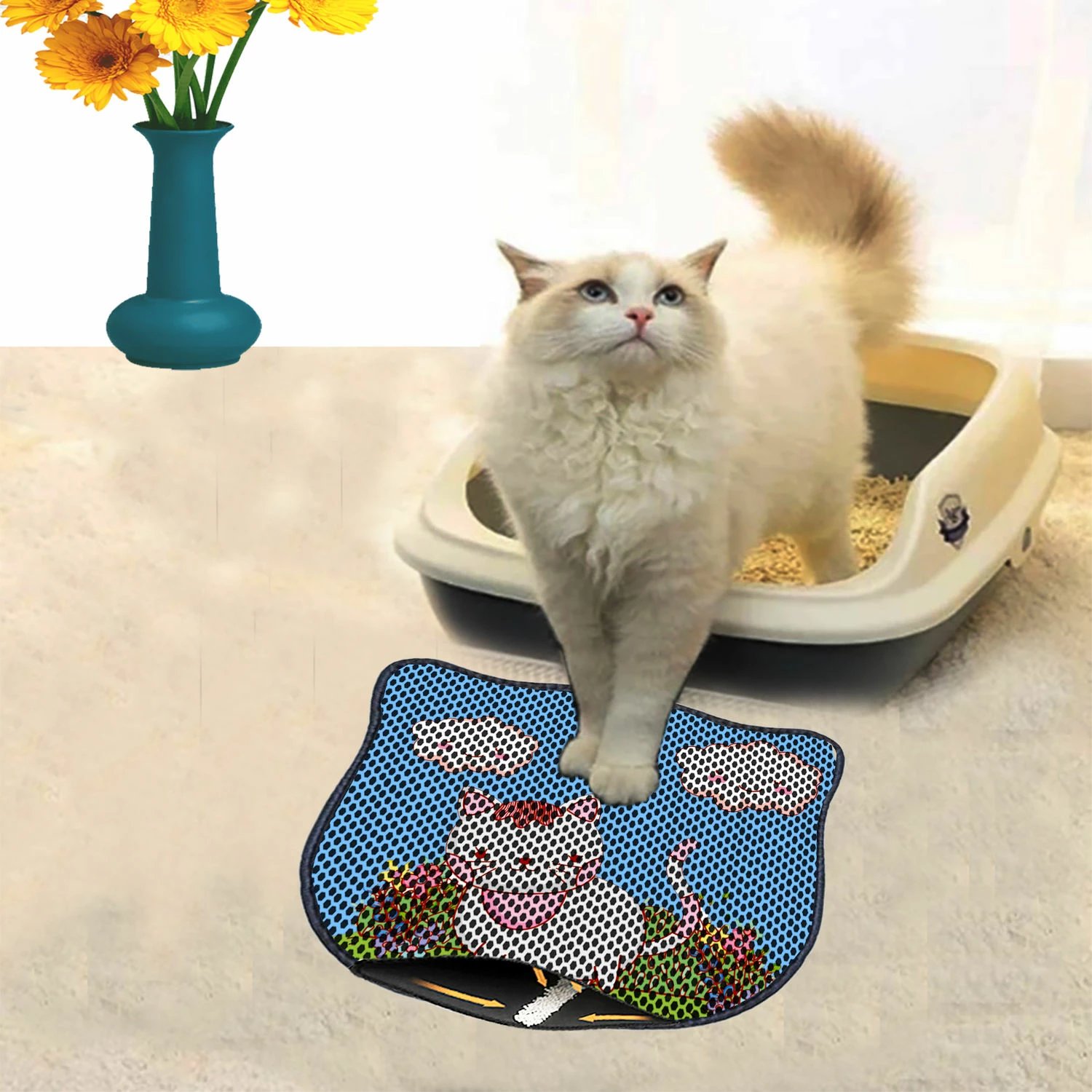 Tapet për rërë mace, shumëngjyrësh, Paws & Whiskers, Kdkafa0055