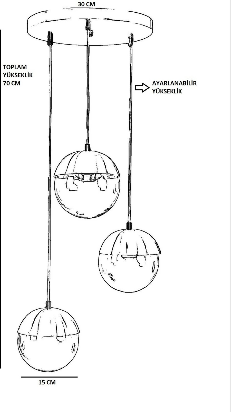 Llambë tavani Opviq, 3 sfera, ngjyrë gri e errët, qelq