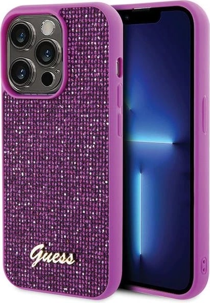 Mbështjellës Guess Disco Metal Script për iPhone 15 Pro, rozë