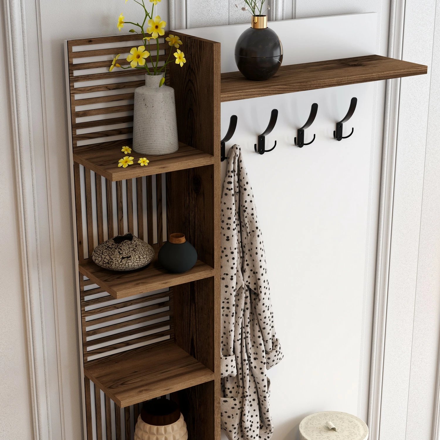 Stendë korridori Skye Decor, Viyana D, ngjyrë arre dhe e bardhë