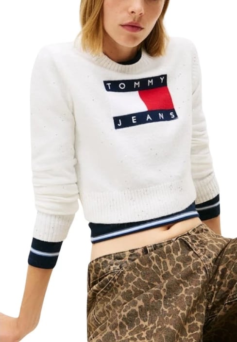 Xhemper për femra Tommy Hilfiger Jeans, i bardhë