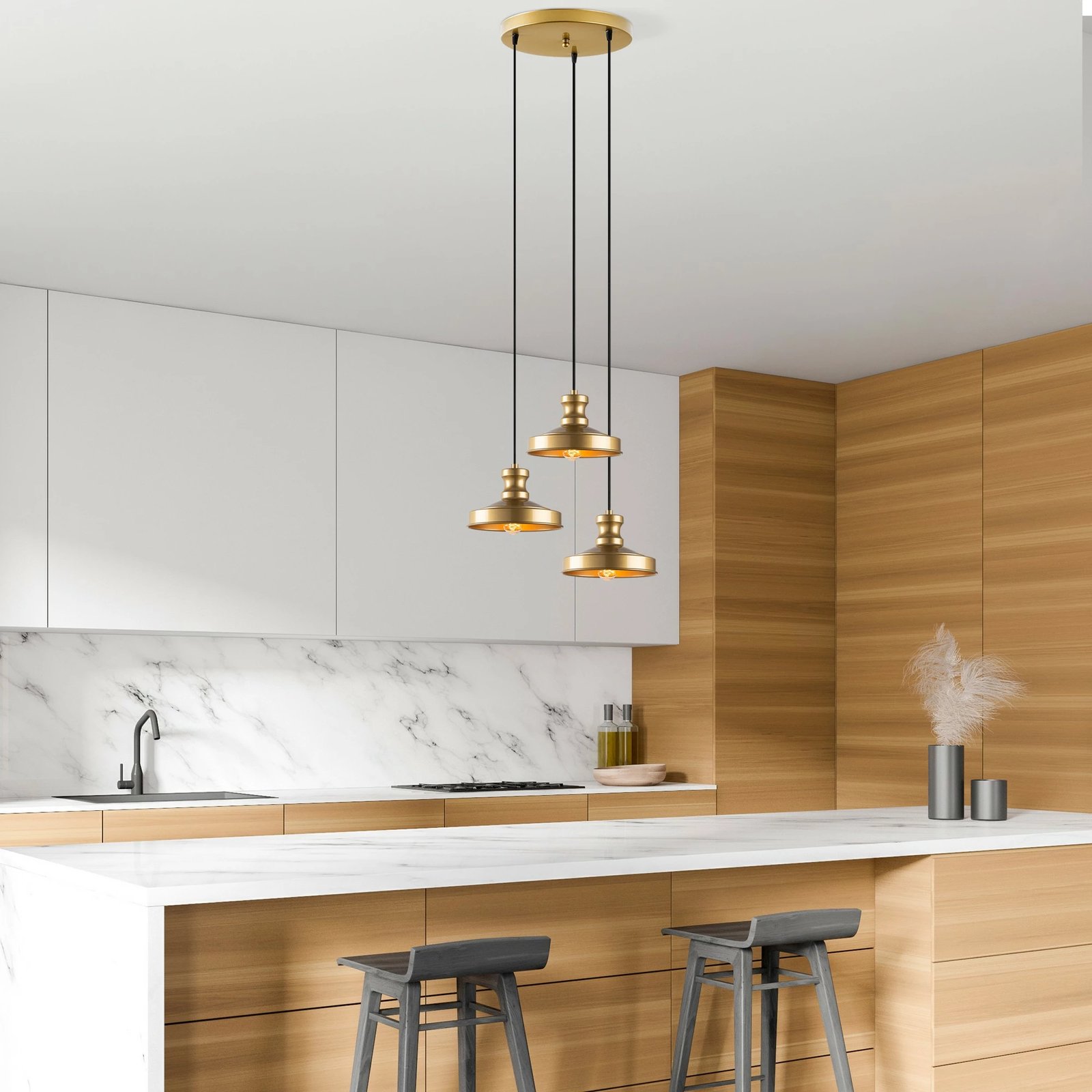 Llambë tavani Opviq, Gullu, ngjyrë ari, 3 copë