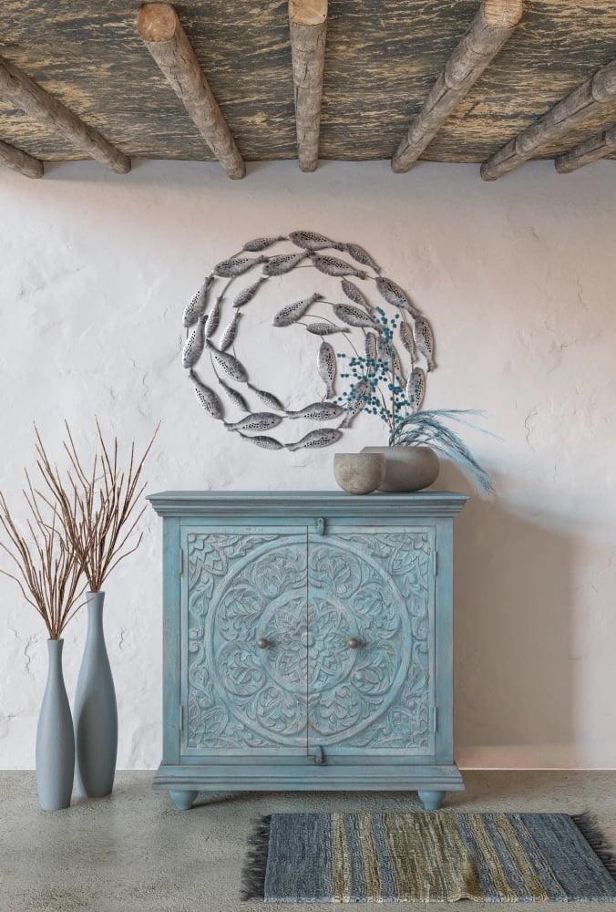 Qilim Cinder, lëkurë, ngjyrë bezhë-gri, 60x90cm