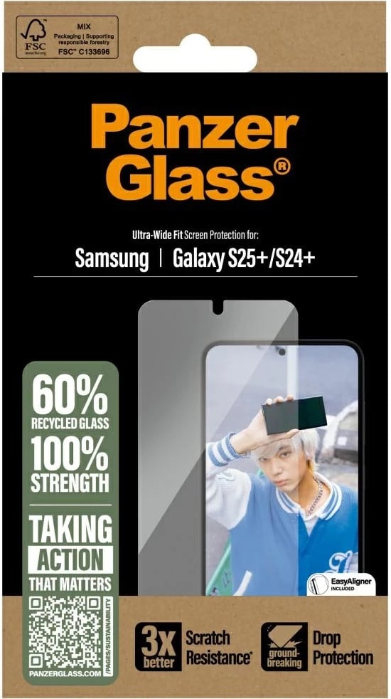 Mbrojtës xhami PanzerGlass Ultra-Wide Fit për Samsung Galaxy S25+