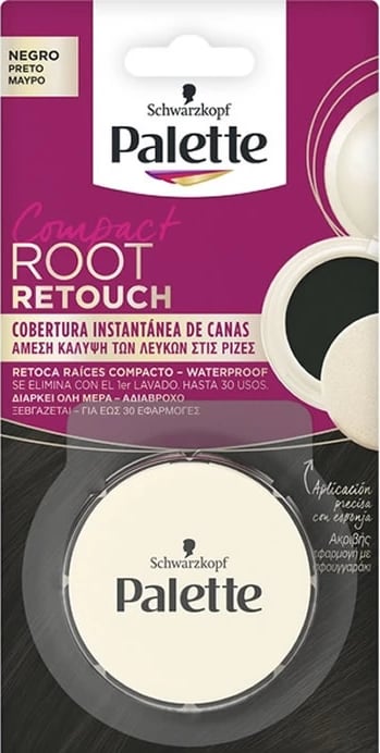 Pudër për rrënjë flokësh Schwarzkopf Palette Compact Root Retouch, unisex, e zezë