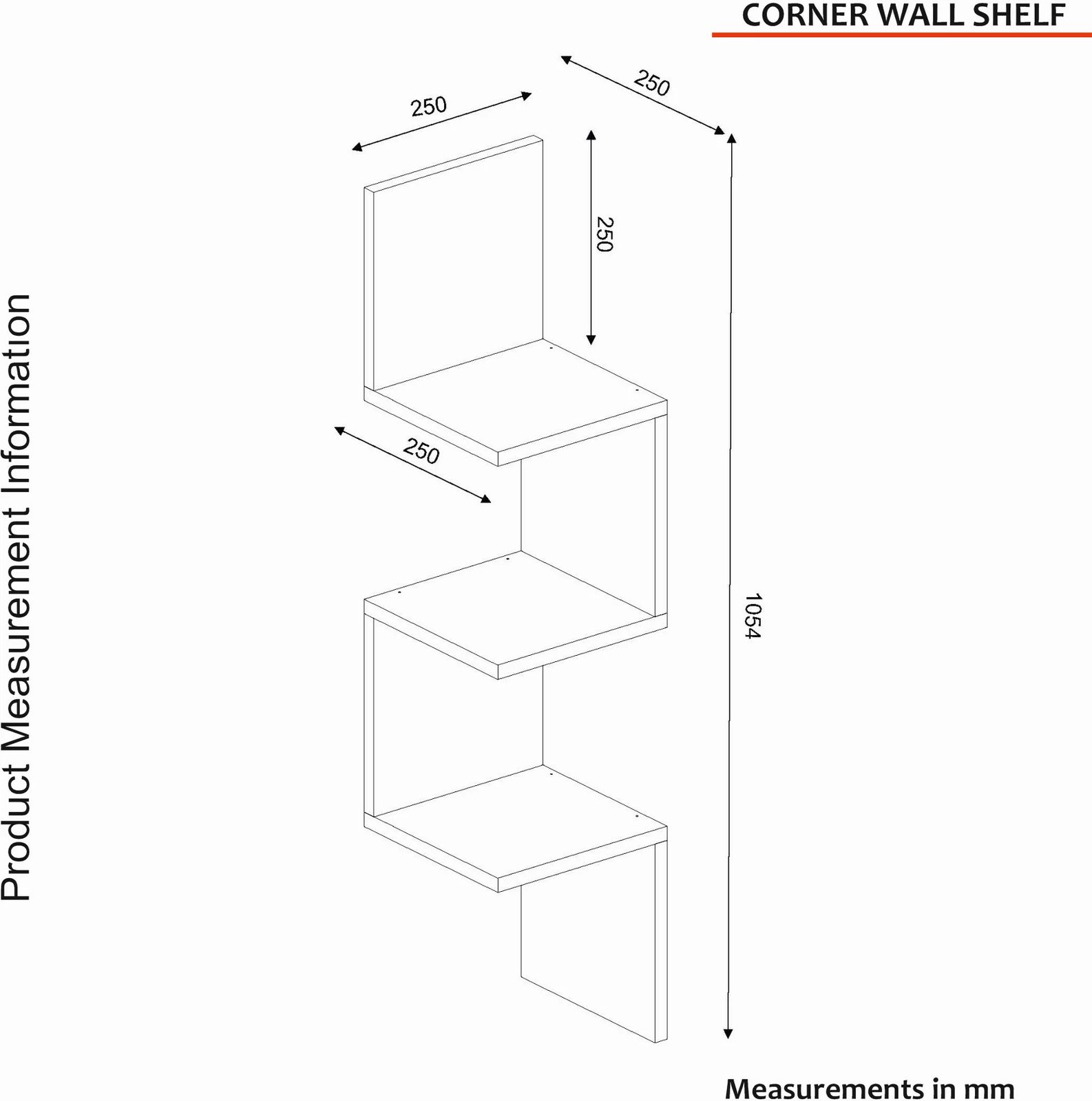 Raft këndi për mur Hanah Home, i bardhë