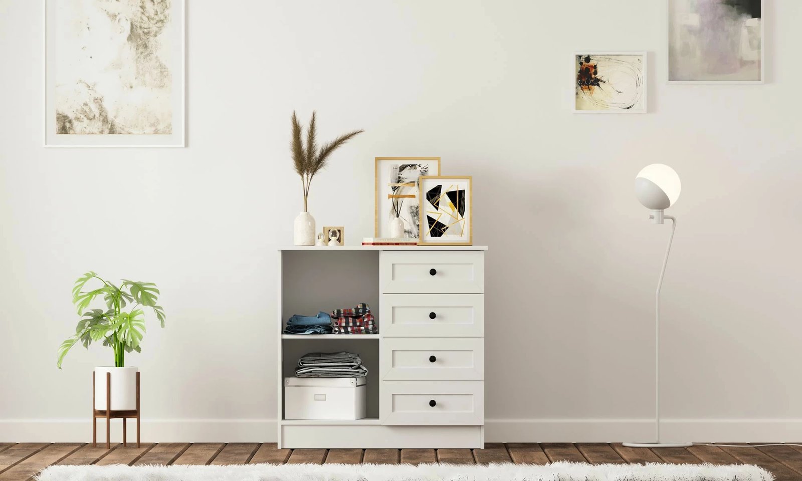 Komodë Skye Decor, ngjyrë e bardhë mat, Rb-168-04-002