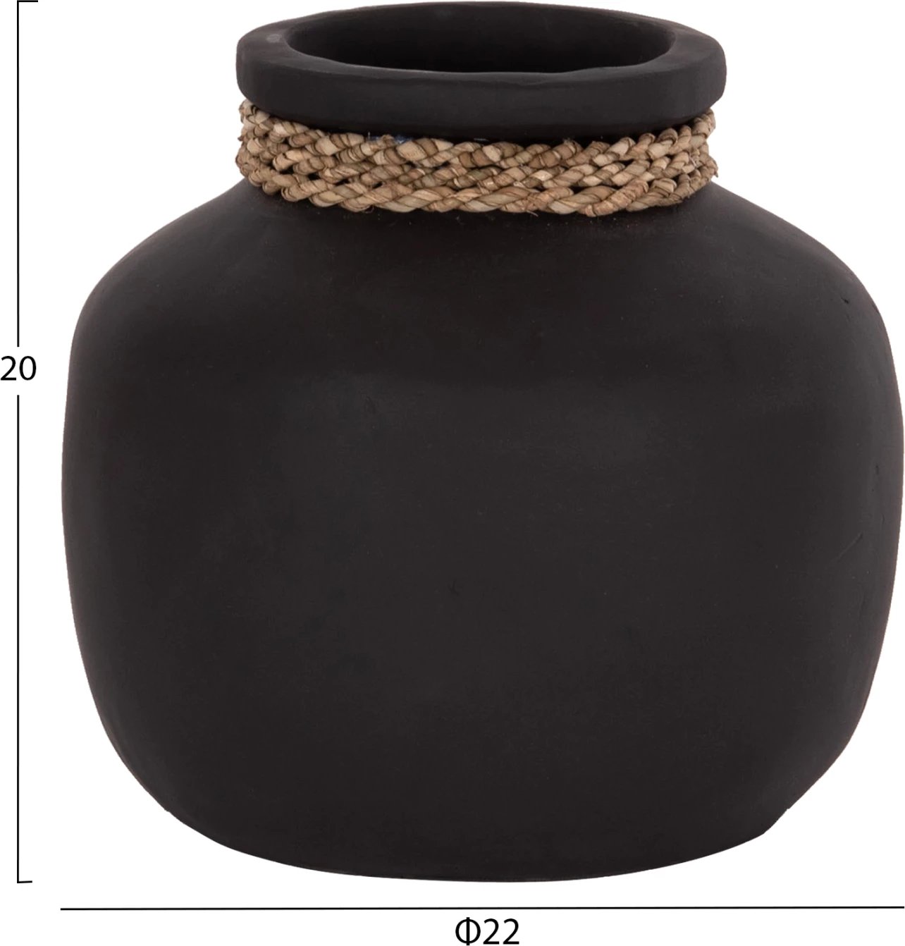 Vazo dekorative tavoline CAMMER, terrakotë, e zezë, FH4687.01S, 22x20cm Vazo dekorative tavoline CAMMER, terrakotë, e zezë, FH4687.01S, 22x20cm