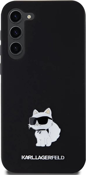 Mbështjellës Karl Lagerfeld Silicone Choupette Metal Pin për Samsung Galaxy S24+, i zi