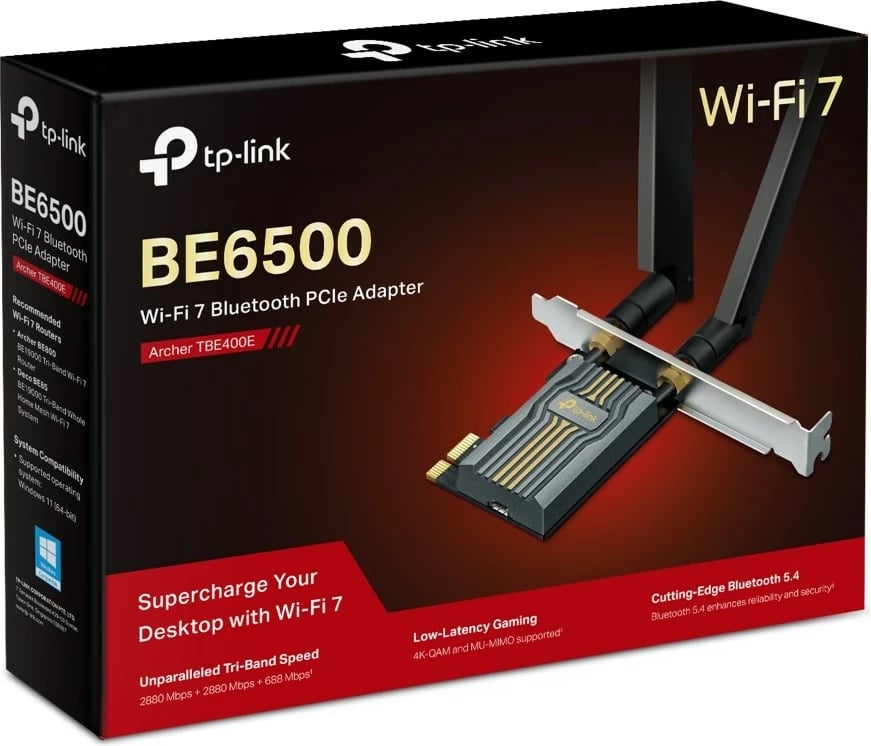 Kasë rrjeti TP-Link Archer TBE400E, PCI Express, Wi-Fi 5, Bluetooth, E zezë