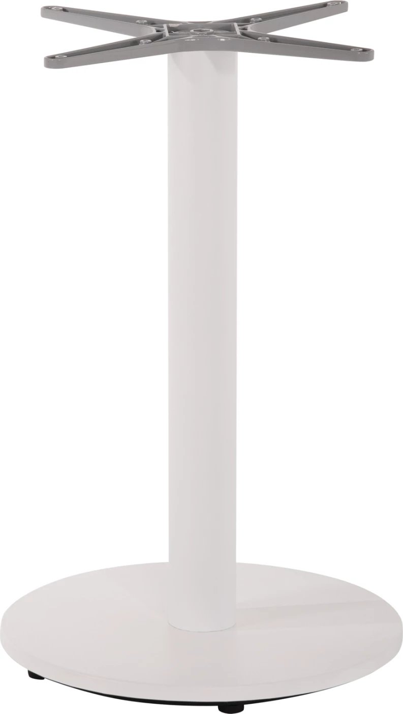 Baza e tavolinës alumini FH476.02 e rrumbullakët, ngjyrë e bardhë mat, 48x48cm, kryq Φ45Χ73Hcm