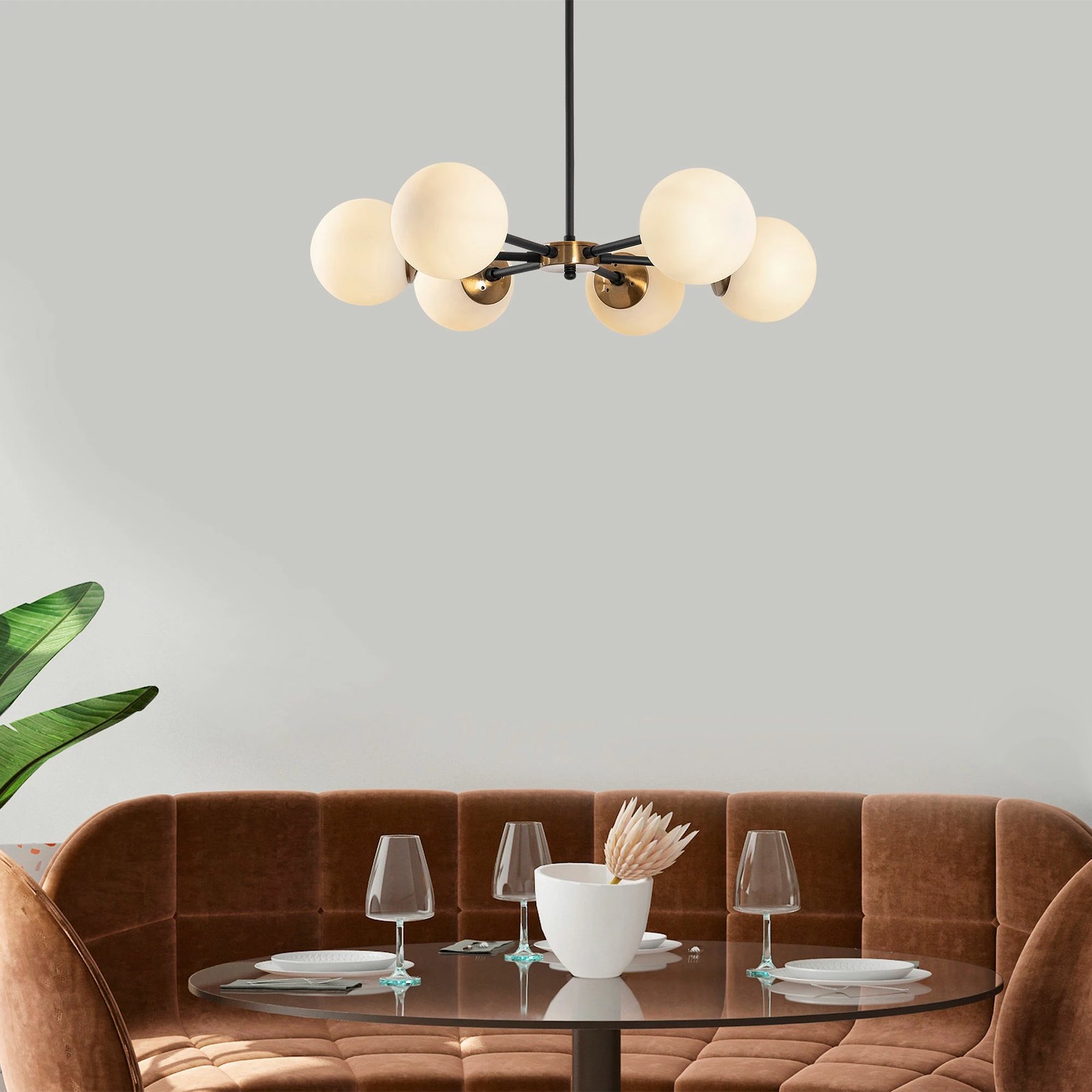 Llambë tavani Opviq, Akkas - 10085, 6 copa, ngjyrë e zezë/antik/krem, 73x73x35-72cm