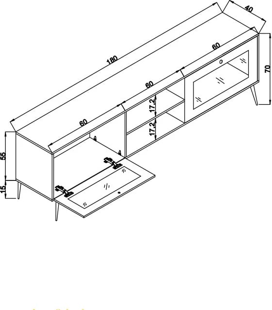 Komodë TV Hanah Home, Hazeran 180, ngjyrë lisi