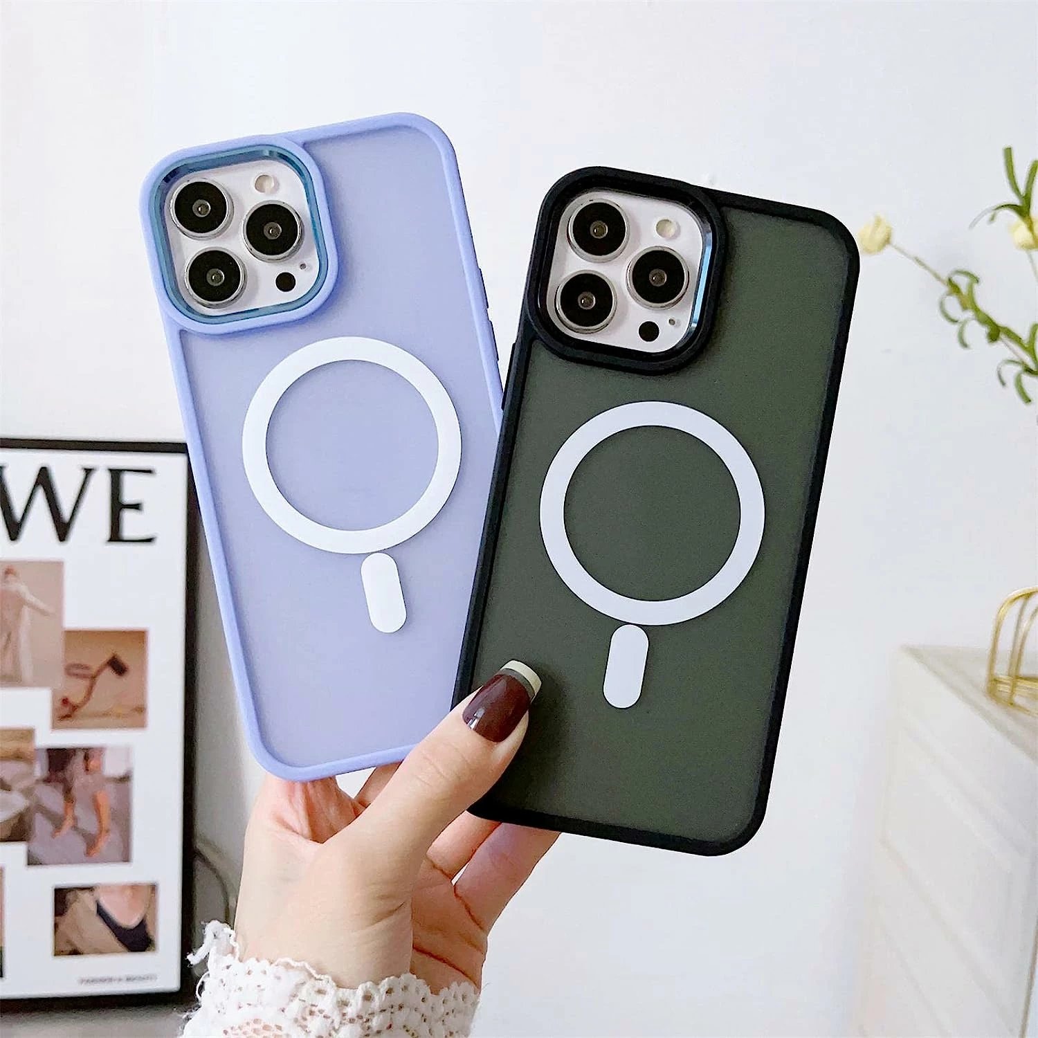 Mbështjellës Hurtel Color Matte Case për iPhone 15 Plus, MagSafe, vjollcë