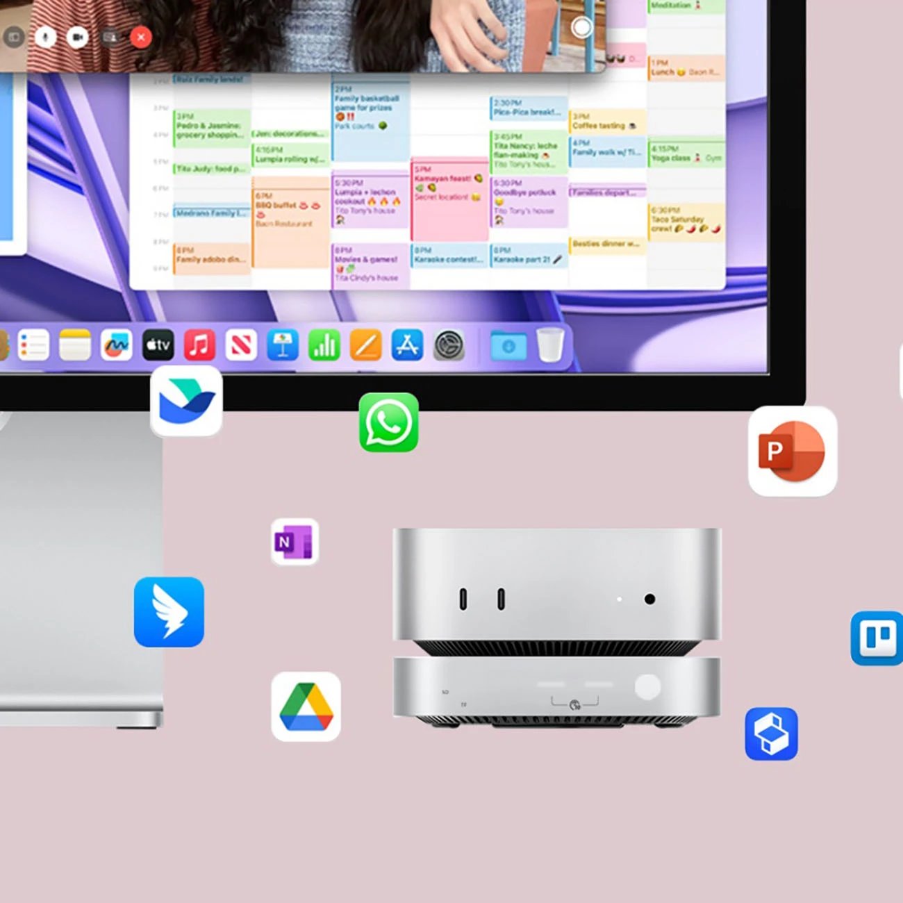 Docking station, Orico MiniLink, 9-në-1 me bay M.2 SSD NVMe, USB-C, për Mac mini/PC, argjendtë