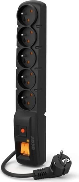 Shtrirës ACAR F5, 5 dalje AC, 230 V, 1.5 m, Zi