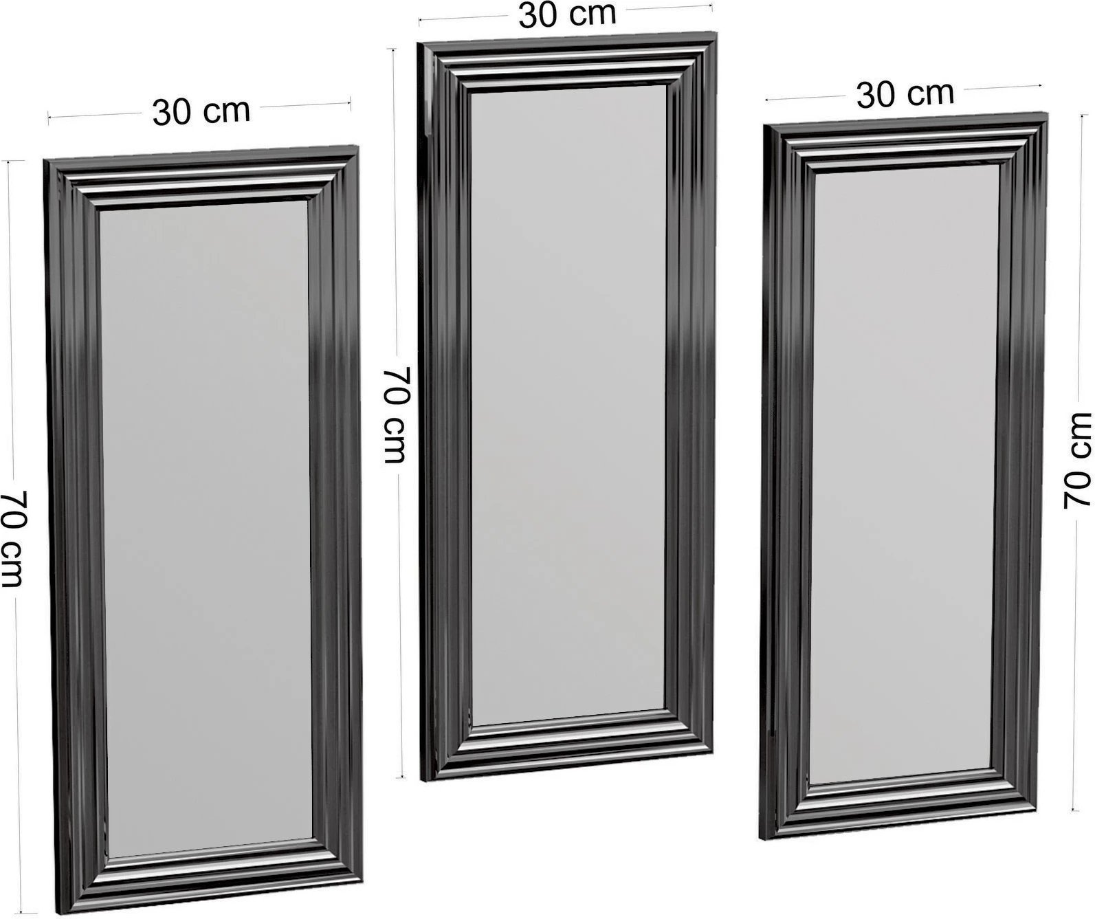 Set pasqyrash (3 copë), Hanah Home, Lavia, ngjyrë argjendi