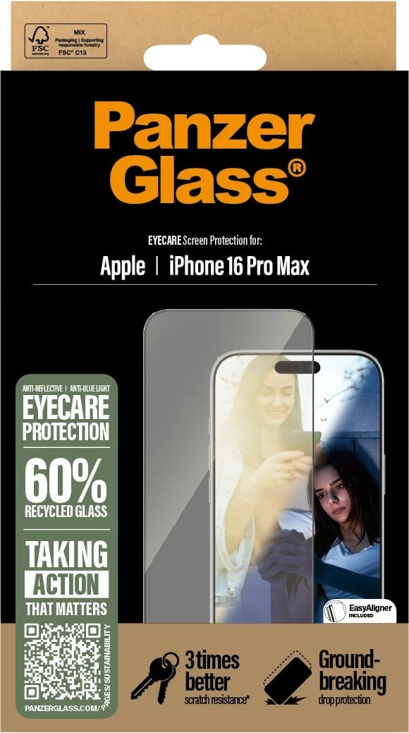 Mbrojtës ekrani PanzerGlass EyeCare për iPhone 16 Pro Max, UWF