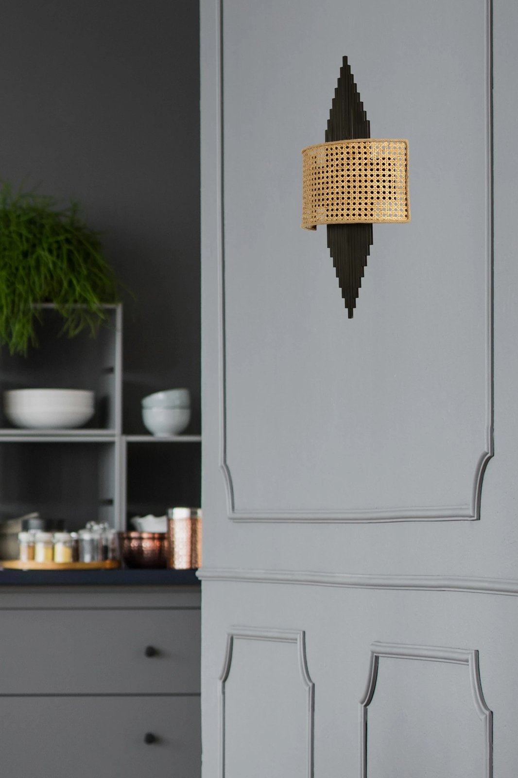 Llambë muri Opviq, Hande - 8764-3P, metal dhe stof, e zezë/bezhë