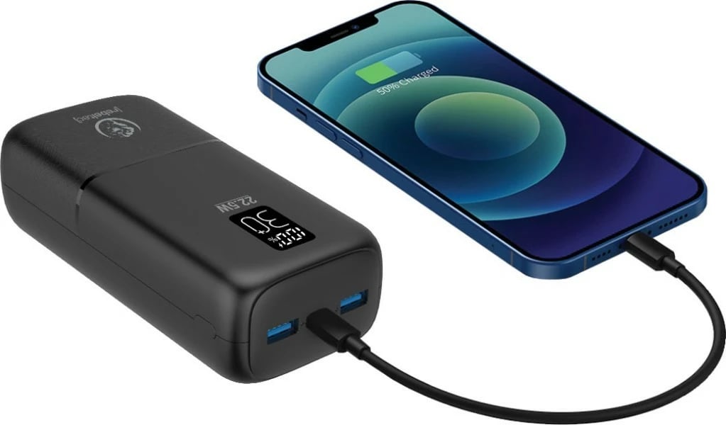 Powerbank Rebeltec P30 LCDPD, 30000mAh, 22.5W, e zezë