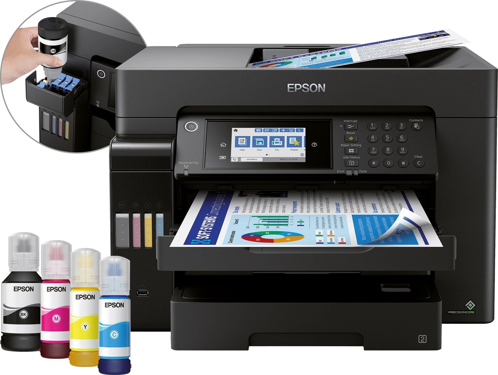 Printer multifunksional Epson EcoTank ET-16655, A3, Wi-Fi, 550 fletë, i zi