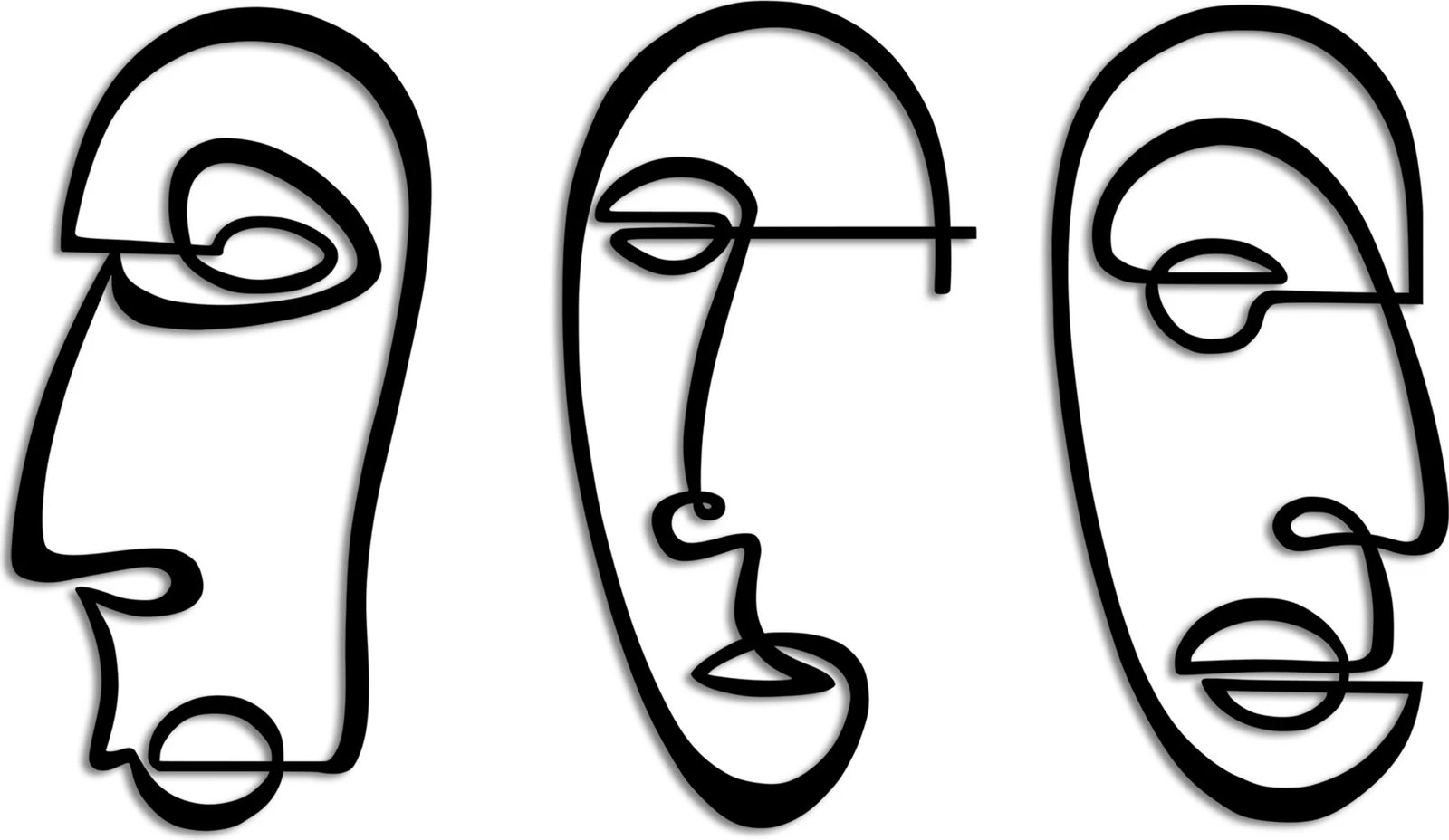 Aksesor dekorativ metalik për mur, Wallity, majtas-djathtas, 3 copë