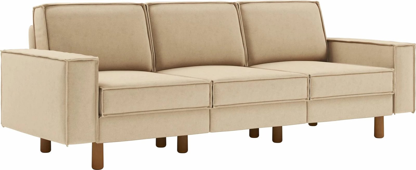 Divan treshe, ngjyrë rërë, këmbë druri arre, Atelier del Sofa Sparrow Extra 3