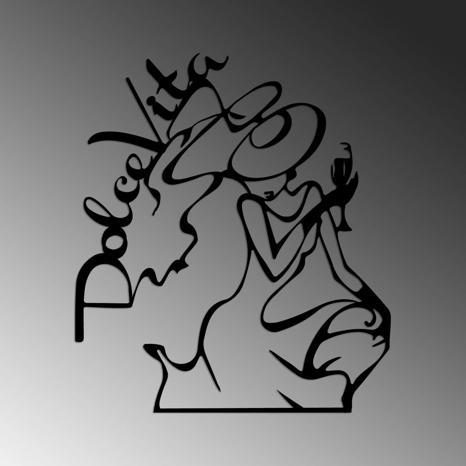 Aksesor dekorativ metalik për mur, Wallity Dolce Vita 2, ngjyrë e zezë, 50x56cm