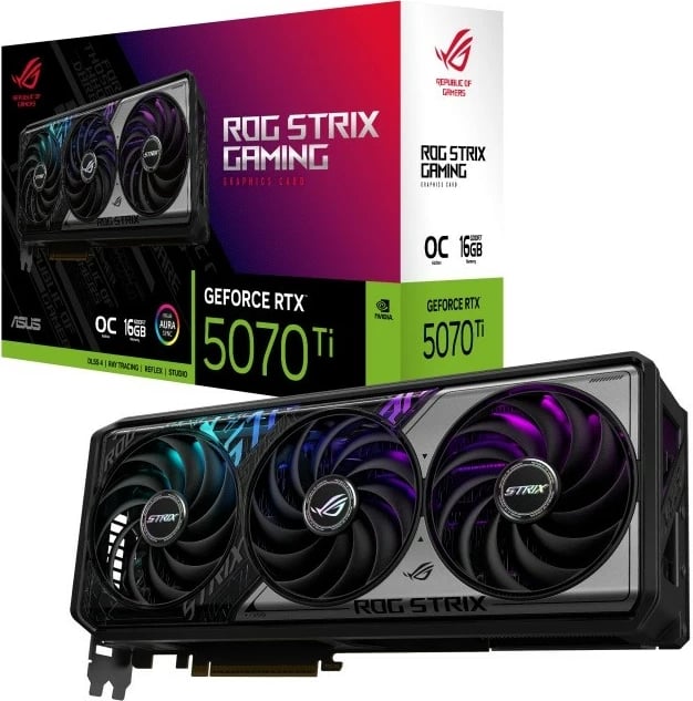 Kartë grafike, Asus ROG Strix RTX 5070 Ti OC ROG-STRIX-RTX5070TI-O16G-GAMING, 16GB GDDR7, 256-bit, PCIe 5.0, 3x DisplayPort/2x HDMI